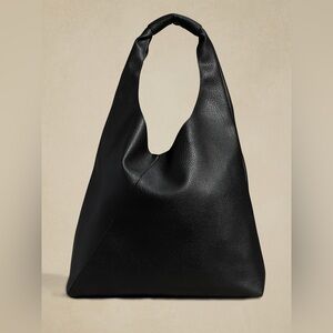 Banana Republic Slouchy Tote Hobo Bag Vegan Leather in Black